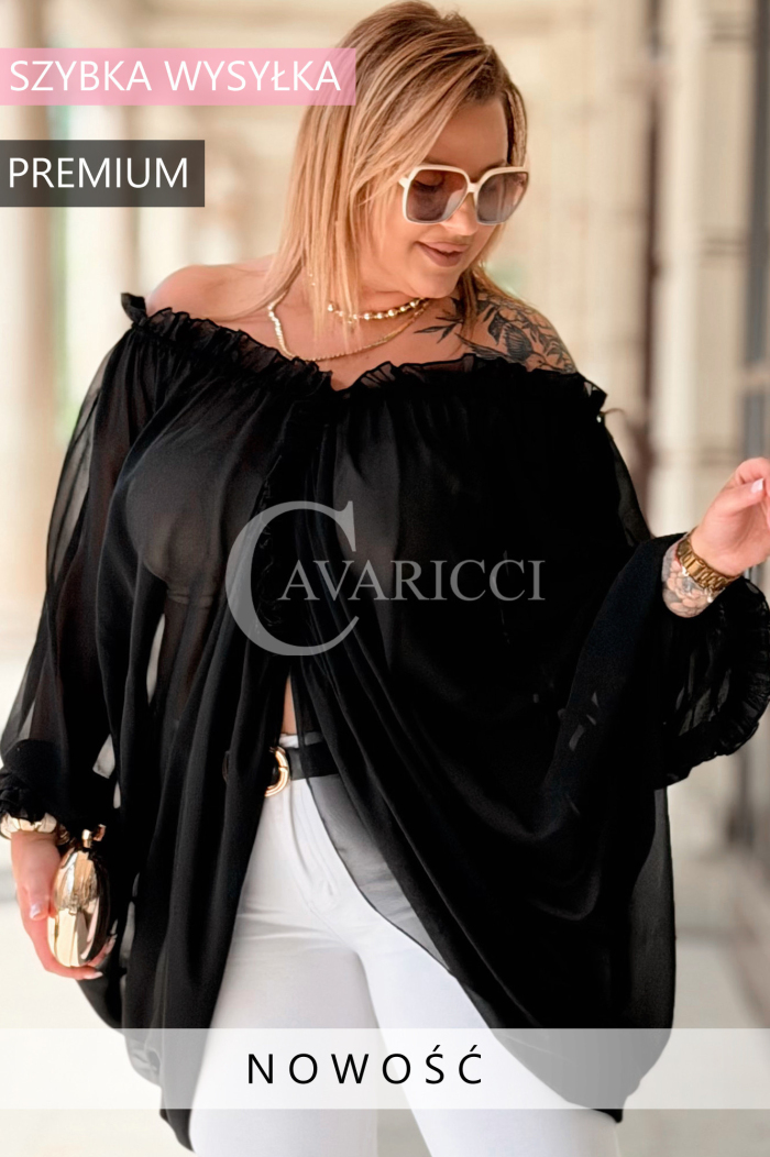 Bluse GIADA Schwarz – Exklusive Boho Plus Size Bluse