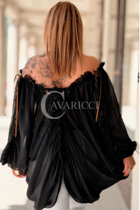 Bluse GIADA Schwarz – Exklusive Boho Plus Size Bluse