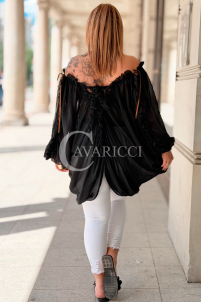 Bluse GIADA Schwarz – Exklusive Boho Plus Size Bluse