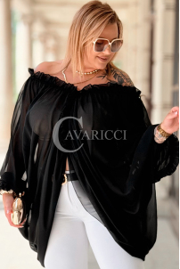Bluse GIADA Schwarz – Exklusive Boho Plus Size Bluse