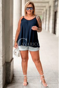 Bluse MARIELLA Plus Size – Luftig & Locker, Marineblau