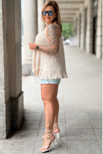 Bluse MARIELLA Beige – Luftige Plus Size Sommerbluse