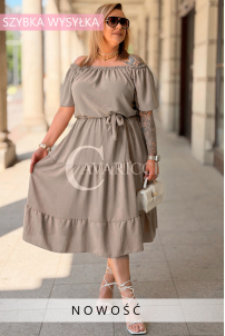 ALTEA Sommerkleid Schulterfrei mit Volant in Fango
