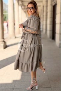 ALTEA Sommerkleid Schulterfrei mit Volant in Fango