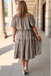 ALTEA Sommerkleid Schulterfrei mit Volant in Fango