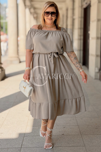 ALTEA Sommerkleid Schulterfrei mit Volant in Fango