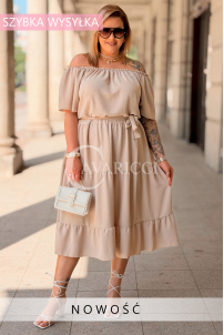 Sommerkleid ALTEA – Schulterfrei mit Volant in Beige