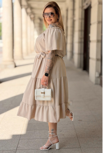 Sommerkleid ALTEA – Schulterfrei mit Volant in Beige