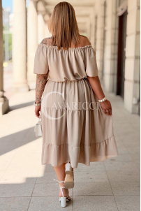 Sommerkleid ALTEA – Schulterfrei mit Volant in Beige
