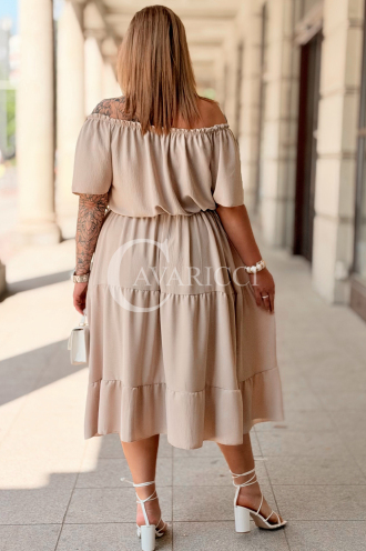 Sommerkleid ALTEA – Schulterfrei mit Volant in Beige