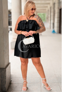 MARIETTA Kleid – Lockeres Mini mit Volant in Schwarz
