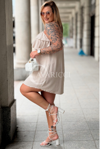 MARIETTA Sommerkleid Mini mit Volant – Beige, locker & bequem
