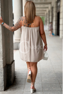 MARIETTA Sommerkleid Mini mit Volant – Beige, locker & bequem