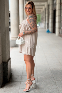 MARIETTA Sommerkleid Mini mit Volant – Beige, locker & bequem