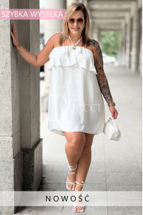 MARIETTA Kleid – Lockeres Mini mit Volant in Ecru