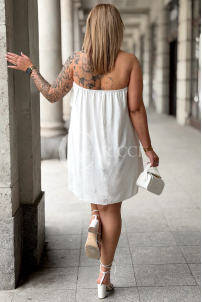 MARIETTA Kleid – Lockeres Mini mit Volant in Ecru