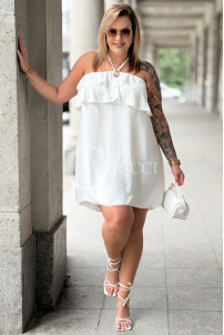 MARIETTA Kleid – Lockeres Mini mit Volant in Ecru