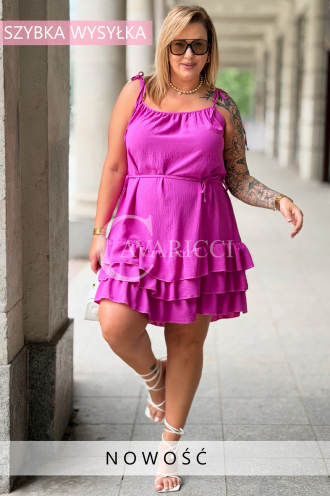 XENIA Sommerkleid Fuchsia – Rüschen & Bindeträger