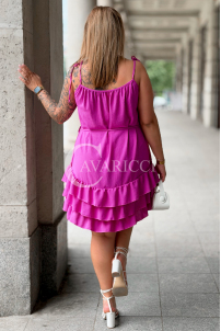 XENIA Sommerkleid Fuchsia – Rüschen & Bindeträger