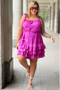 XENIA Sommerkleid Fuchsia – Rüschen & Bindeträger