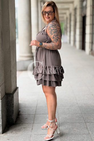 XENIA Sommerkleid mit Volants & Bindeband – Fango