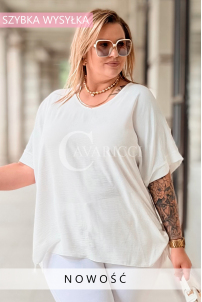 Oversize-Bluse HORTENSIA mit Schnürung in Ecru | Plus Size