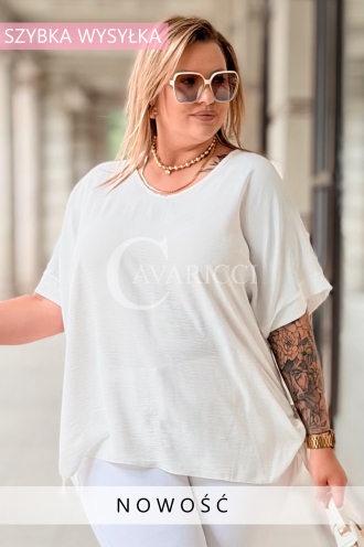 Oversize-Bluse HORTENSIA mit Schnürung in Ecru | Plus Size