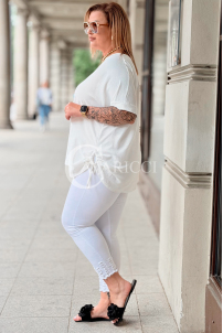 Oversize-Bluse HORTENSIA mit Schnürung in Ecru | Plus Size
