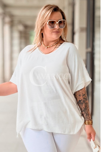 Oversize-Bluse HORTENSIA mit Schnürung in Ecru | Plus Size