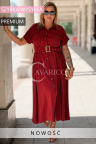 Premium Kleid NADIA – Hemdblusenschnitt Midi, Taillenbetonender Gürtel und Hüftkaschierender Schnitt Farbe Bordeaux