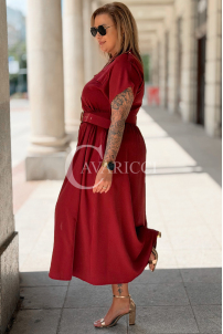 Kleid NADIA Bordeaux – Elegantes Hemdblusenkleid Midi