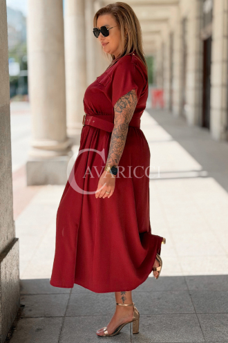 Kleid NADIA Bordeaux – Elegantes Hemdblusenkleid Midi