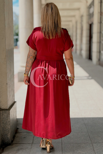 Kleid NADIA Bordeaux – Elegantes Hemdblusenkleid Midi