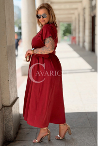 Kleid NADIA Bordeaux – Elegantes Hemdblusenkleid Midi