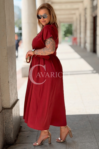 Kleid NADIA Bordeaux – Elegantes Hemdblusenkleid Midi