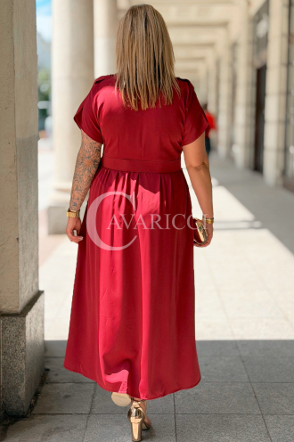 Kleid NADIA Bordeaux – Elegantes Hemdblusenkleid Midi