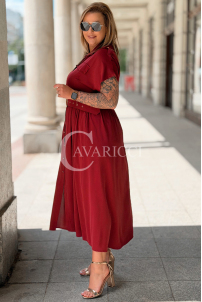 Kleid NADIA Bordeaux – Elegantes Hemdblusenkleid Midi