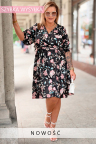 ANIKA Kleid – Blumenprint, Wickelausschnitt und Taillenbindung, die die Silhouette schön streckt, Farbe Schwarz
