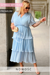 XELLA Plissiertes Midikleid mit Wickelausschnitt – Baby Blue