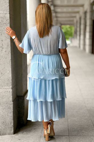 XELLA Plissiertes Midikleid mit Wickelausschnitt – Baby Blue