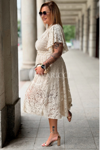 WENECJA Spitzenkleid Beige – Elegant für Hochzeit & Taufe