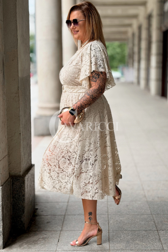 WENECJA Spitzenkleid Beige – Elegant für Hochzeit & Taufe