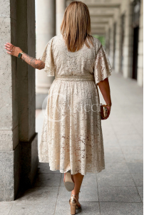 WENECJA Spitzenkleid Beige – Elegant für Hochzeit & Taufe