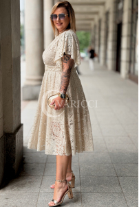 WENECJA Spitzenkleid Beige – Elegant für Hochzeit & Taufe