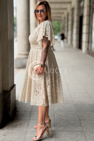 WENECJA Spitzenkleid Beige – Elegant für Hochzeit & Taufe