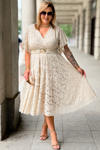 WENECJA Spitzenkleid Beige – Elegant für Hochzeit & Taufe