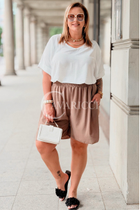 Lockere HEBE-Shorts Plus Size – Gummibund & Taschen, Fango