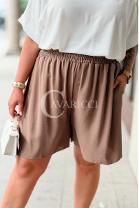 Lockere HEBE-Shorts Plus Size – Gummibund & Taschen, Fango