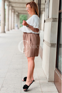 Lockere HEBE-Shorts Plus Size – Gummibund & Taschen, Fango