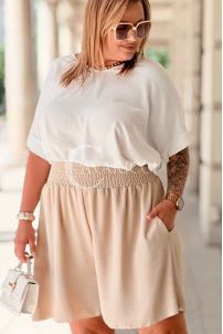 Lockere Shorts HEBE Beige – Plus Size mit Gummibund & Taschen